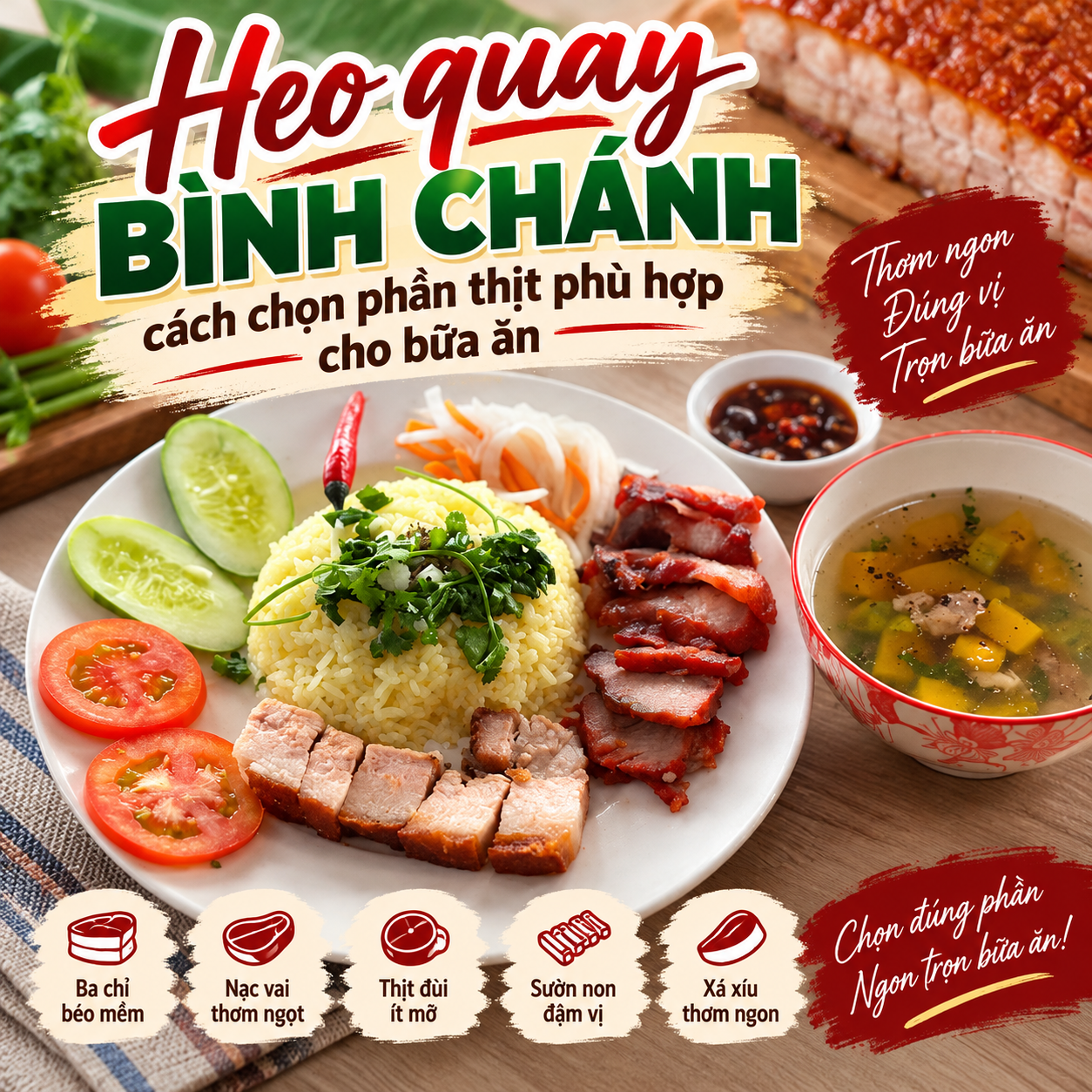Chi tiết các phần thịt heo quay phổ biến và cách lựa chọn